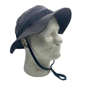 Black‎ Military Style Boonie Hat 7.5 Hot Weather 100% Cotton Adjustable Strap